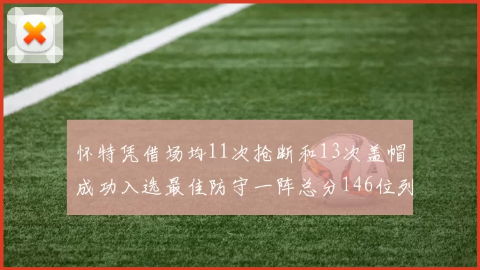 怀特凭借场均11次抢断和13次盖帽成功入选最佳防守一阵总分146位列第五
